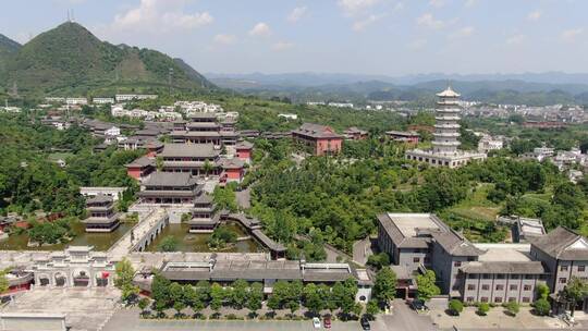 贵州 贵阳 大兴 国寺 航拍视频素材模板下载