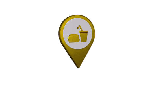 美食广场地图引脚位置图标金色
