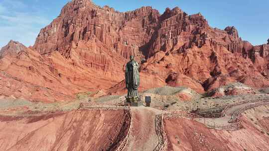 天山神秘大峡谷丹霞地貌航拍