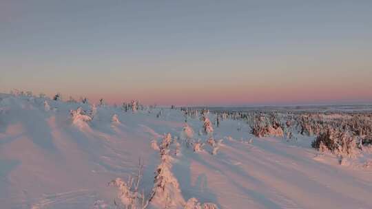 北方冬天雪地日出