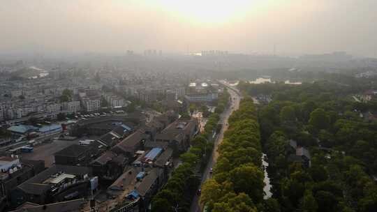 城市风光 江苏 雨后 雾气 夕阳 镇江