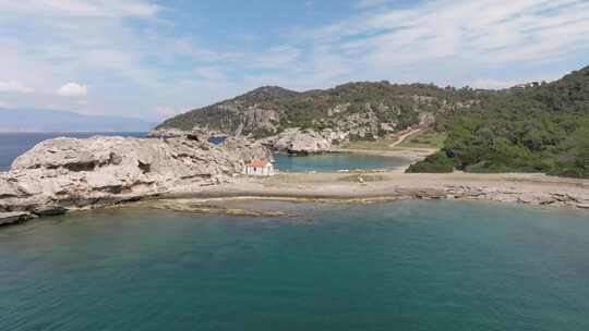 大岩石，海滩，海岸，海浪