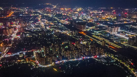 贵港城市夜景航拍延时视频素材模板下载