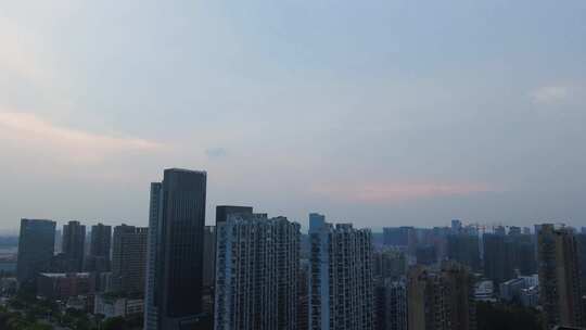 杭州钱塘新区黄昏云层航拍延时摄影视频素材模板下载