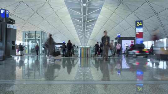 香港机场侯机大楼延时拍摄视频素材模板下载
