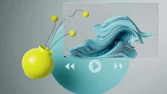 3D渲染的抽象花瓶创意素材