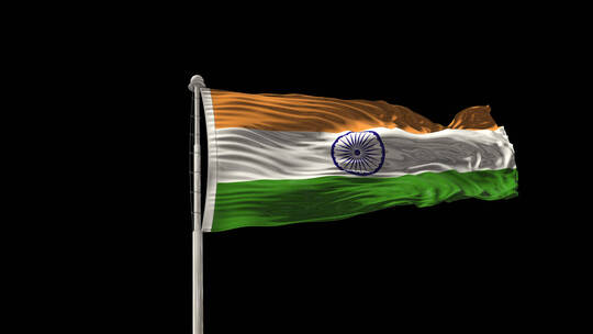 印度国旗旗帜标志logo带通道视频素材模板下载