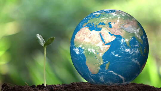 植物生长和全球信息数据地球概念