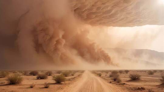 AI 沙漠沙尘暴视频素材模板下载