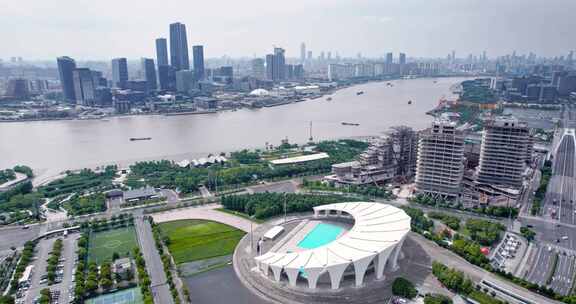 4k 航拍上海徐汇区国际传媒港