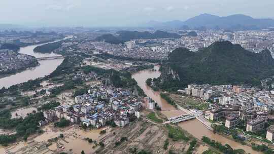 桂林夏季洪水暴雨后