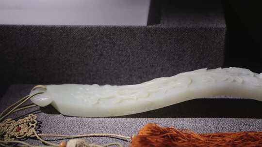 玉如意玉雕作品特写素材