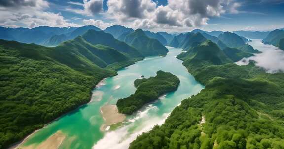 青山绿水自然风光航拍