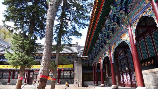 五台山普化寺禅院早上风景