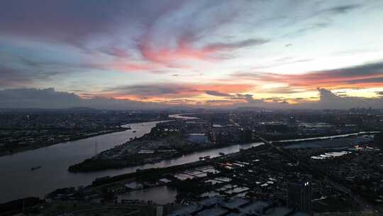 广东佛山顺德城市风光 夏季美丽的晚霞