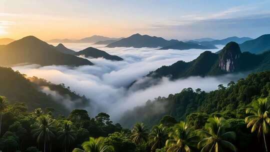 海南五指山热带雨林国家森林公园日出云海