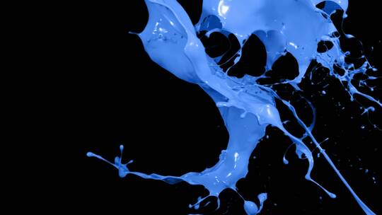 蓝色液体颜料泼洒飞溅 (3)