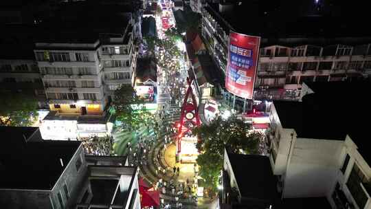 广西桂林城市夜景灯光交通航拍