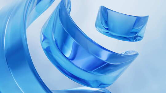 流动的透明玻璃曲面背景3D渲染视频素材模板下载