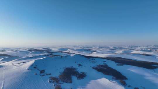 航拍内蒙古雪域雪原暮色