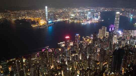 香港维港蓝调夜景航拍延时