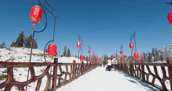 高清实拍瓦屋山冬天雪景雪山森林