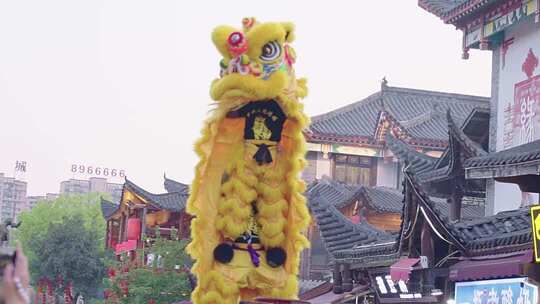 4K千年文化传承街头艺术的舞狮表演