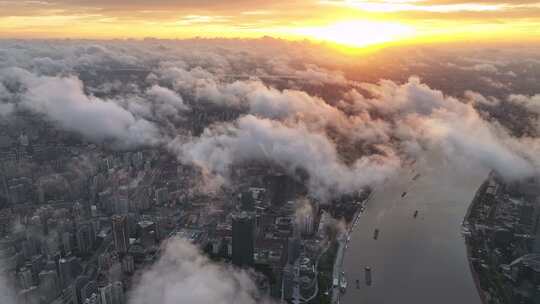 黄浦江日出 上海日出 上海 城市台风天