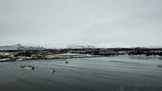 航拍冰岛城市风光 海洋 雪山