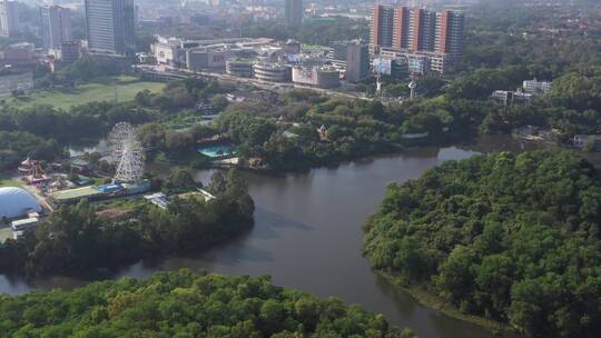 航拍深圳龙华区观澜城市科学绿化