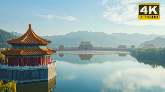 园林景观北京市水面湖面河面北京唯美风景