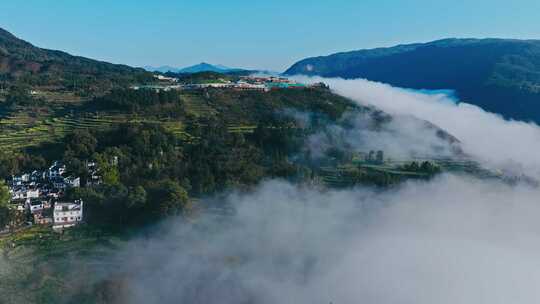 航拍美丽乡村山村