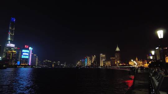 上海南京东路外滩外白渡桥黄浦区夜景4K实拍