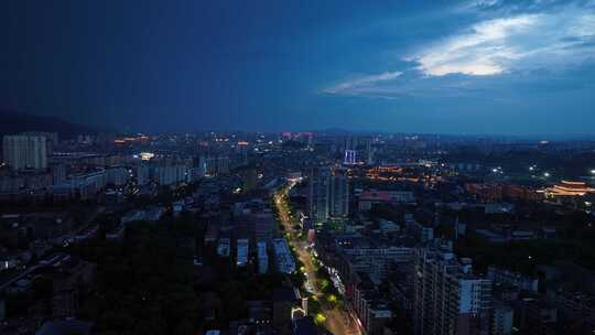 景德镇市夜景航拍珠山区珠山大道城市夜晚视频素材模板下载