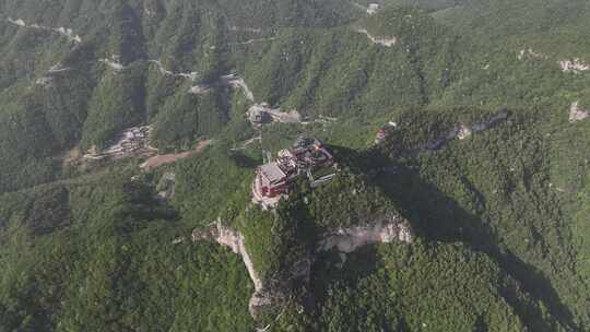 河南焦作云台红石峡瀑布茱萸峰山峰景区航拍