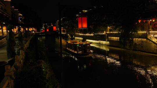 南京秦淮河区域夫子庙，老门东人文风景夜景