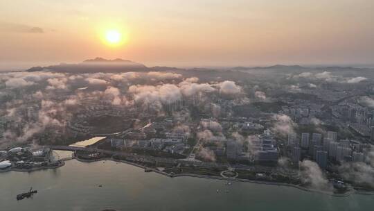 青岛西海岸平流雾壮观航拍