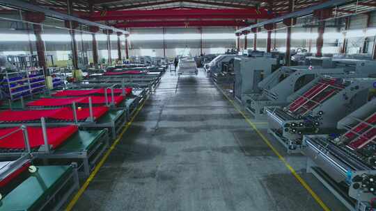 航拍工厂车间机械印刷设备视频素材模板下载