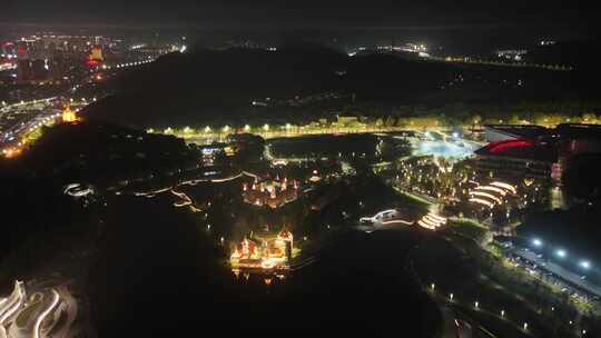 四川德阳城市大景夜景灯光航拍