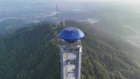 广西梧州白云山景区西江明珠塔航拍