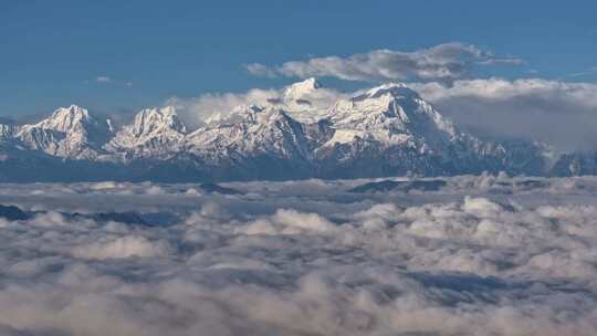 四川雅安牛背山云海云瀑贡嘎雪山高空航拍