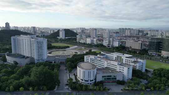 航拍浙江台州建设台州大景台州金融中心