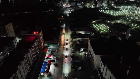 漳州漳浦墩照古镇旧镇特大桥城市夜景航拍