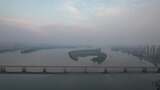 湖北襄阳襄樊长江大桥清晨航拍高清在线视频素材下载