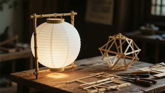中式竹制灯笼制作素材