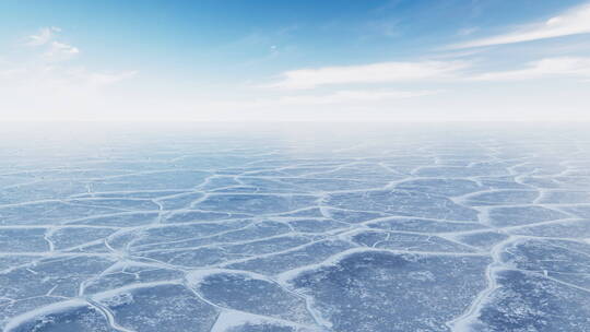 寒冷裂开的冰面背景循环动画3D渲染