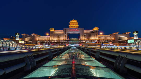 北京 西客站 夜景3-A7RM3视频素材模板下载