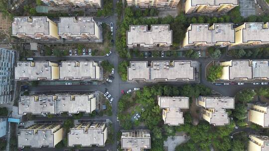 航拍小区住宅环境房屋