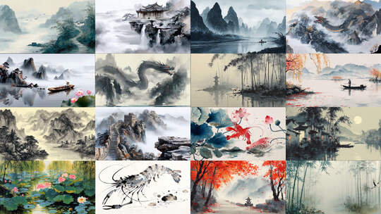 4K高帧率水墨画合集高清在线视频素材下载