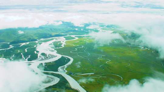 甘南阿万仓草原湿地 航拍延时